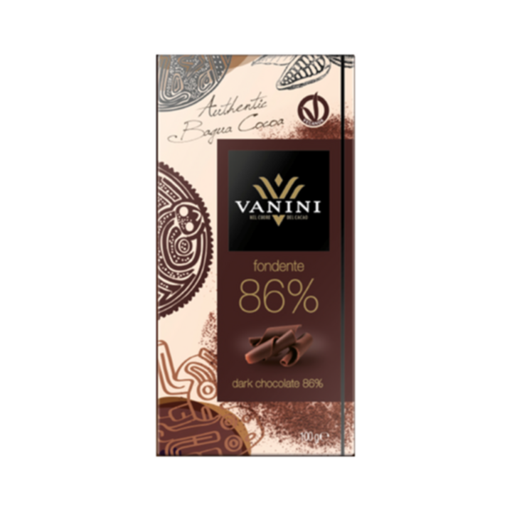 VANINI -  შავი შოკოლადის ფილა 86% 100გრ.